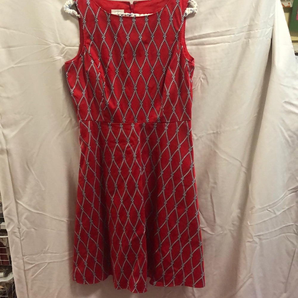 Talbots red rope design dress